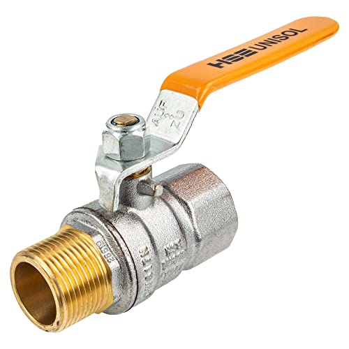 HSE UNISOL Solarkugelhahn Typ 1614, Innen- x Außengewinde Rp 3/4 Zoll (DN 20), Stahlhebel lang, MS-verchromt von Hermann Schmidt