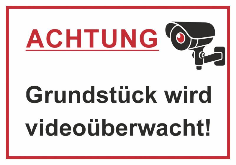 Hermann Schütz Aufkleber ACHTUNG Grundstück wird videoüberwacht! von Hermann Schütz