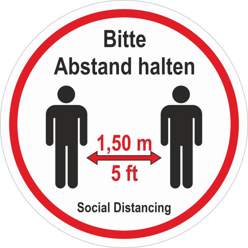 Hermann Schütz Aufkleber Bitte Abstand halten - Social Distancing von Hermann Schütz