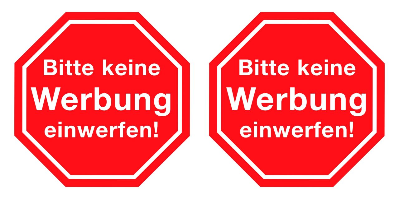 Hermann Schütz Aufkleber Bitte keine Werbung einwerfen 2er-Set je 45x45mm Hermann Schütz Aufkleber Bitte keine Werbung einwerfen 2er-Set je 45x45mm von Hermann Schütz