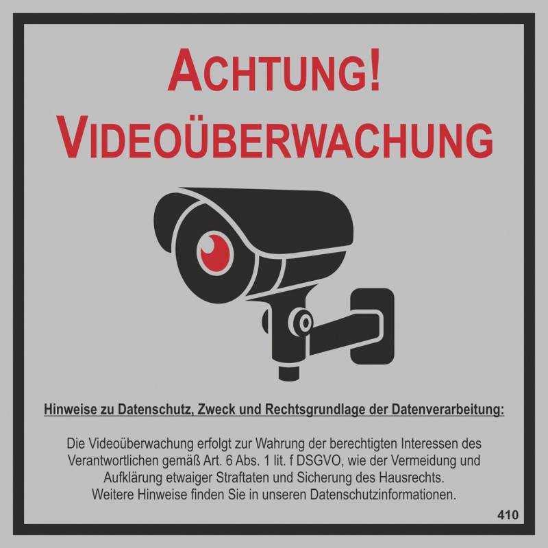 Hermann Schütz Hinweisschild Achtung! Videoüberwachung 15 x 15 cm von Hermann Schütz