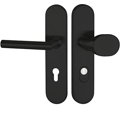 Hermat Basic02 Schutzbeschlag Edelstahl schwarz ZA Wechselgarnitur Türgriff 72mm von Hermat