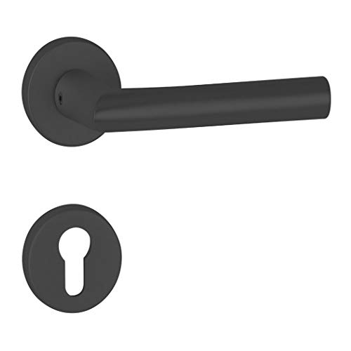 Hermat Türdrücker L-Form PZ Basic02 schwarz matt Türgriff Drückergarnitur von Hermat