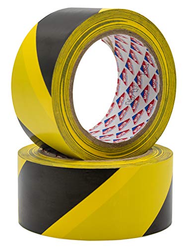 Hermax 2 Warnband Rollen - 50mm x 33m PVC Klebeband Schwarz-Gelb - Absperrband Sicherheitsmarkierung von Hermax