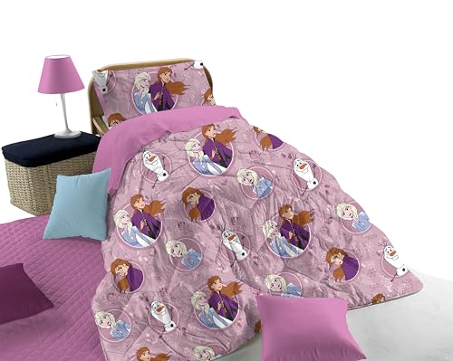 Disney Frozen Winter-Steppdecke für Einzelbett, Rosa, aus Baumwolle, Marvel, 170 x 260 cm, Bett für Kinderzimmer von Hermet