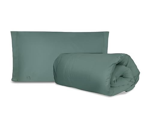 Hermet Laura Biagiotti Uni Perkal Bettbezug Set Aqua Einzelbett Set Bettbezug Tasche + Kissenbezug 100% Baumwolle von Hermet