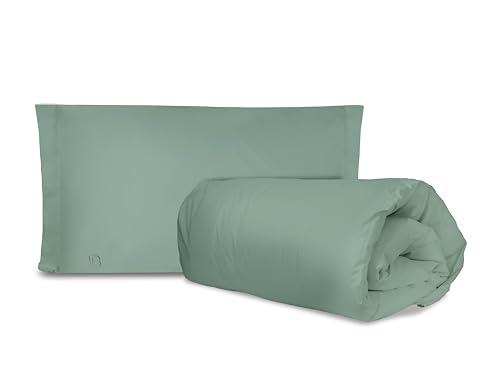 Hermet Laura Biagiotti Bettbezug-Set für Einzelbett, Perkal, Salbei, Bettbezug und Kissenbezug, 100% Baumwolle von Hermet