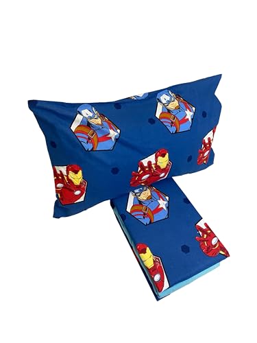 Marvel Avengers Bettwäsche-Set für Einzelbett, aus reinem Baumwollflanell, Ober- und Unterlaken und Kissenbezug von hermet