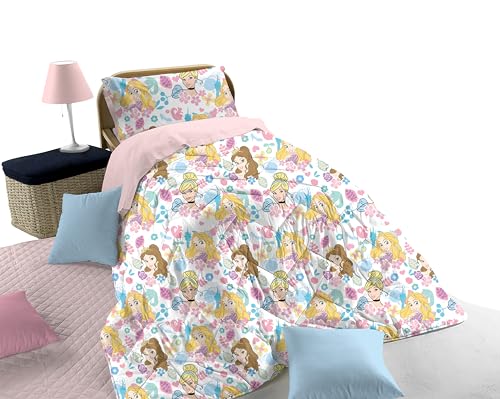 Princess Disney Winter-Steppdecke für Einzelbett, Rosa, aus Baumwolle, Marvel, 170 x 260 cm, Bett für Kinderzimmer von hermet