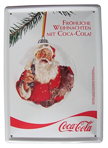 C o c a C o l a - Blechschild 15 x 21 cm - Weihnachtskugel von hermey