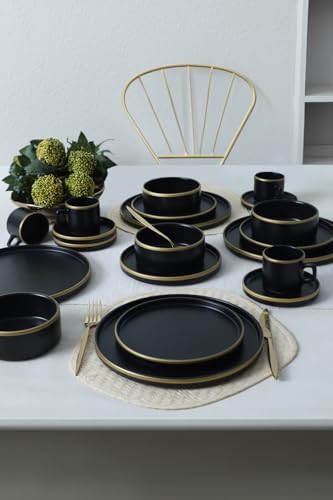 20-Piece Matte Black Dinner Set, 100% Ceramic Stoneware | Antibacterial, Easy Clean, Thermal Shock Resistant | Eco-Friendly, Dishwasher & Microwave Safe von Hermia Concept