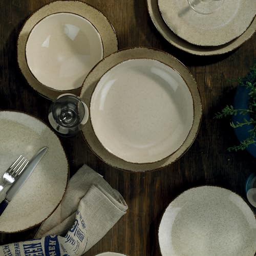 Cinnamon Dinner Set (18 Pieces), 100% Porcelain | Service Plates (6), Dinner Plates (6), Dessert Plates (6) | Dishwasher & Microwave Safe, Elegant Design von Hermia Concept