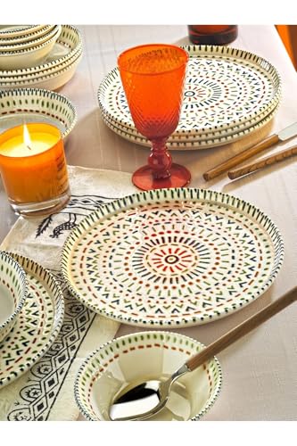 Elegant 12-Piece Dinner Set, 100% Porcelain | Includes 4 Service Plates (25cm), 4 Bowls (14cm), 4 Plates (19cm) | Dishwasher & Microwave Safe, Perfect for Any Occasion von Hermia Concept