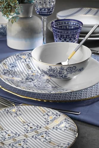 Elegant 16-Piece Dinner Set, 100% Porcelain | Includes 4 Service Plates (25cm), 4 Plates (20cm), 4 Bowls (14cm), 4 Mugs (8cm) | Perfect for Stylish Dining von Hermia Concept