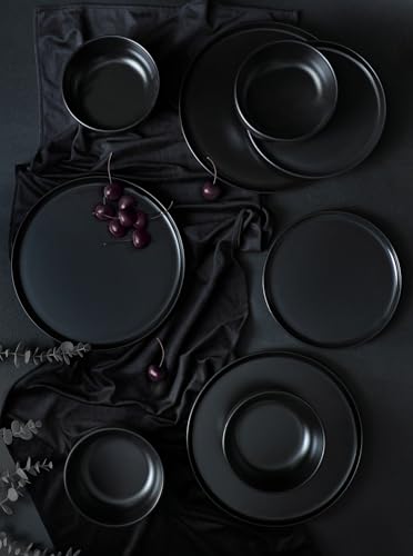 Elegant 18-Piece Ceramic Dinner Set, Black | 100% Antibacterial, Easy-Clean, Thermal Shock Resistant | Dishwasher & Microwave Safe | Perfect for Modern Dining Elegant 18-Piece Ceramic Dinner Set, Black | 100% Antibacterial, Easy-Clean, Thermal Shock Resistant | Dishwasher & Microwave Safe | Perfect for Modern Dining von Hermia Concept