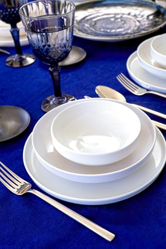 Elegant 18-Piece Dinner Set, 100% Porcelain, White | Includes 6 Service Plates (26 cm), 6 Plates (19 cm), 6 Bowls (13 cm) | Microwave & Dishwasher Safe von Hermia Concept