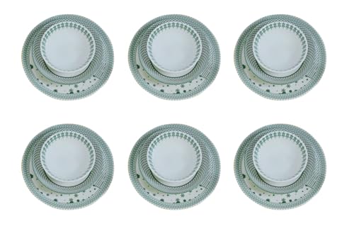 Elegant 18-Piece Dinner Set, 100% Porcelain | Includes 6 Service Plates (25 cm), 6 Plates (19 cm), 6 Bowls (14 cm) | Microwave & Dishwasher Safe, Perfect for Any Occasion von Hermia Concept