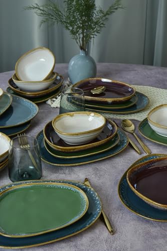 Elegant 24-Piece Ceramic Dinner Set, 100% Stoneware, Antibacterial & Eco-Friendly | Easy Clean, Dishwasher Safe | Perfect for Stylish Dining & Entertaining von Hermia Concept
