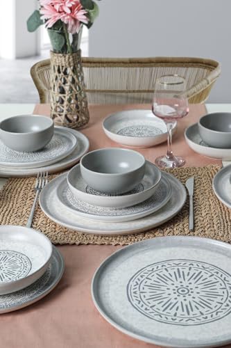 Elegant 24-Piece Ceramic Dinner Set, Stone Color | 100% Antibacterial, Eco-Friendly, Easy-Clean | Dishwasher Safe, Perfect for Stylish Dining von Hermia Concept