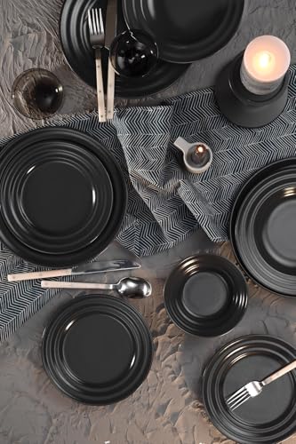 Elegant 24-Piece Dinner Set, 100% Porcelain, Anthracite | Includes Service, Deep, Dessert Plates & Bowls | Dishwasher & Microwave Safe, Perfect for Modern Dining Elegant 24-Piece Dinner Set, 100% Porcelain, Anthracite | Includes Service, Deep, Dessert Plates & Bowls | Dishwasher & Microwave Safe, Perfect for Modern Dining von Hermia Concept