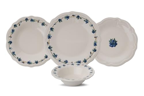 Elegant 24-Piece Dinner Set, 100% Porcelain, Microwave & Dishwasher Safe | Includes Service Plates, Bowls & Dessert Plates in White, Blue & Green | Perfect for Stylish Dining Elegant 24-Piece Dinner Set, 100% Porcelain, Microwave & Dishwasher Safe | Includes Service Plates, Bowls & Dessert Plates in White, Blue & Green | Perfect for Stylish Dining von Hermia Concept