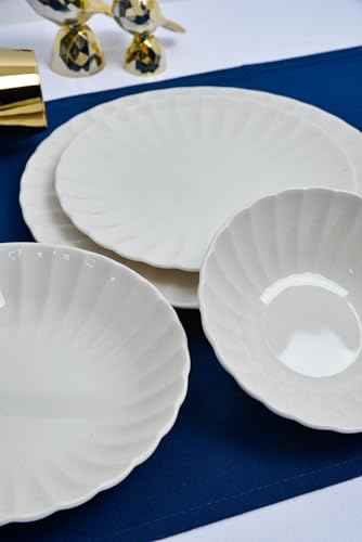 Elegant 24-Piece Dinner Set, 100% Porcelain, White | Includes Service Plates, Bowls & Dessert Plates | Microwave & Dishwasher Safe | Perfect for Any Occasion Elegant 24-Piece Dinner Set, 100% Porcelain, White | Includes Service Plates, Bowls & Dessert Plates | Microwave & Dishwasher Safe | Perfect for Any Occasion von Hermia Concept
