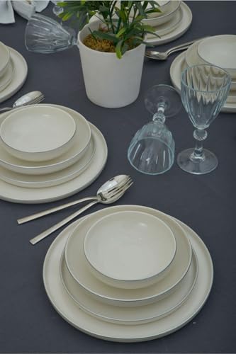 Elegant 24-Piece Dinner Set, 100% Porcelain, White | Includes Service Plates, Bowls & Dessert Plates | Microwave & Dishwasher Safe | Perfect for Any Occasion von Hermia Concept