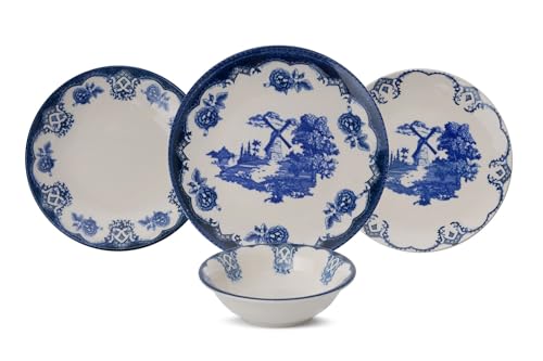 Elegant 24-Piece Dinner Set, 100% Porcelain, White & Blue | Includes Service Plates, Bowls & Dessert Plates | Microwave & Dishwasher Safe, Perfect for Any Occasion Elegant 24-Piece Dinner Set, 100% Porcelain, White & Blue | Includes Service Plates, Bowls & Dessert Plates | Microwave & Dishwasher Safe, Perfect for Any Occasion von Hermia Concept