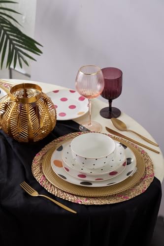 Elegant 24-Piece Dinner Set, 100% Porcelain | Includes 6 Service Plates (27 cm), Plates (20 cm), Bowls (14 cm), Dessert Plates | Dishwasher Safe, Not Microwave Safe von Hermia Concept