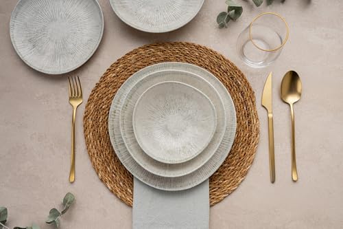 Elegant 24-Piece Dinner Set, 100% Porcelain | Includes Service Plates, Bowls, Dessert Plates | Dishwasher & Microwave Safe | Perfect for Any Occasion von Hermia Concept