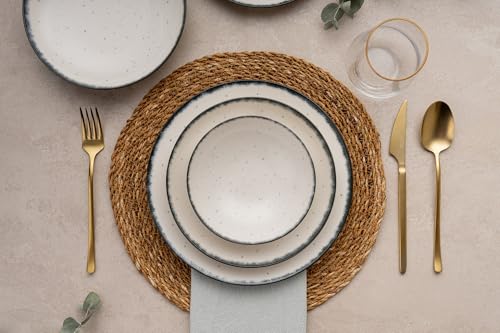 Elegant 24-Piece Dinner Set, 100% Porcelain | Includes Service Plates, Bowls, Dessert Plates | Dishwasher & Microwave Safe | Perfect for Any Occasion von Hermia Concept