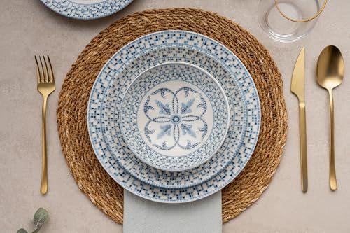Elegant 24-Piece Dinner Set, 100% Porcelain | Includes Service Plates, Bowls, Dessert Plates | Dishwasher & Microwave Safe | Perfect for Any Occasion von Hermia Concept