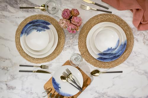 Elegant 24-Piece Dinner Set, 100% Porcelain | Includes Service Plates, Bowls & Dessert Plates | Dishwasher & Microwave Safe | Perfect for Any Occasion von Hermia Concept
