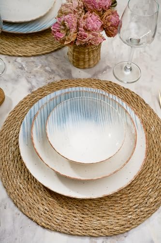 Elegant 24-Piece Dinner Set, 100% Porcelain | Includes Service Plates, Bowls & Dessert Plates | Dishwasher & Microwave Safe | Perfect for Any Occasion von Hermia Concept