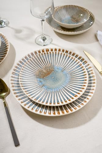 Elegant 24-Piece Dinner Set, 100% Porcelain | Includes Service Plates, Bowls & Dessert Plates | Dishwasher & Microwave Safe | Perfect for Any Occasion von Hermia Concept