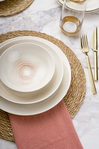 Elegant 24-Piece Dinner Set, 100% Porcelain | Includes Service Plates, Bowls & Dessert Plates | Dishwasher & Microwave Safe | Perfect for Any Occasion von Hermia Concept