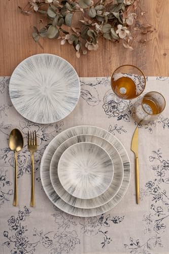 Elegant 24-Piece Dinner Set, 100% Porcelain | Includes Service Plates, Bowls & Dessert Plates | Dishwasher & Microwave Safe | Perfect for Any Occasion von Hermia Concept