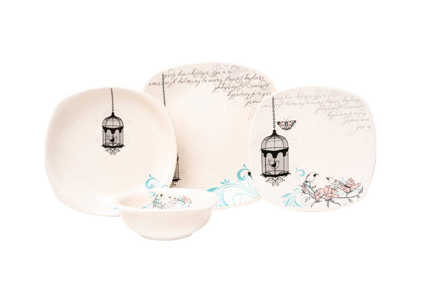 Hermia Concept Teller-Set 100% CERAMIC STONEWARE, 27 x 27 x 27 cm (6 Pieces) M1301 (24-tlg) von Hermia Concept