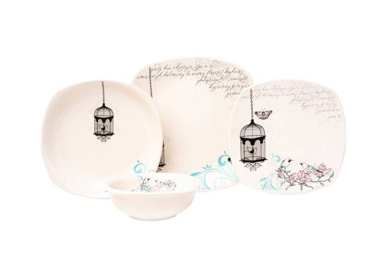 Hermia Concept Teller-Set 100% CERAMIC STONEWARE, 27 x 27 x 27 cm (6 Pieces) M1301 (24-tlg) von Hermia Concept