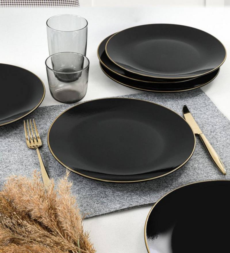 Hermia Concept Teller-Set KRM1358, Schwarz, Essteller, 100% Keramik von Hermia Concept