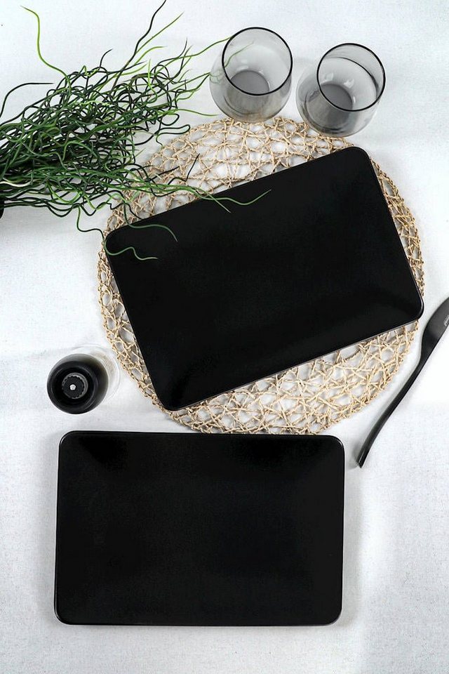 Hermia Concept Teller-Set KRM1628, Schwarz, Essteller, 100% Keramiksteinzeug von Hermia Concept