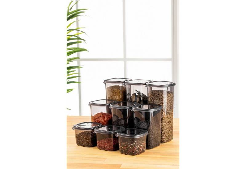 Hermia Concept Vorratsdose 100% PLASTIC, 10 x 10 x 9,5 cm / 550 ml (3 Pieces) M5358, (9-tlg) von Hermia Concept