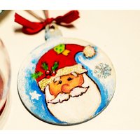 Handgemalte Weihnachtsmann-Holzweihnachtsverzierung, Personalisierte Dekoration Handgemalte Weihnachtsmann-Holzweihnachtsverzierung, Personalisierte Dekoration von HerminartShop