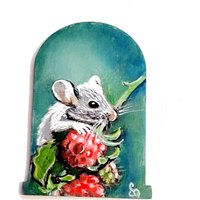 Handbemalte Holzmaus, Wildtier-Türrahmen-Dekor von HerminartShop