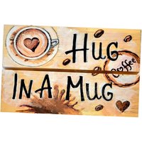 Kaffeeliebhaber Unterzeichnen Handgemalt Auf Hölzerner Plakette Hug in Einer Tasse von HerminartShop