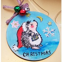 Handbemalter Igel Weihnachtskugel, Holzanhänger Handbemalter Igel Weihnachtskugel, Holzanhänger von HerminartShop