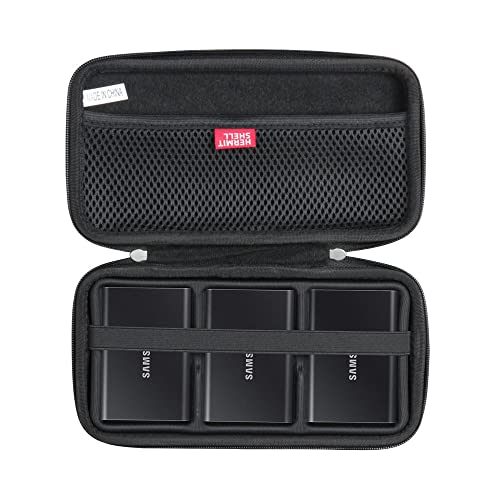 Hermitshell Hartschalen-Reiseetui für Samsung Portable SSD T7/T7 Shield Externe Festplatte (Gehäuse für 3 Festplatten) (Schwarz) von Hermitshell