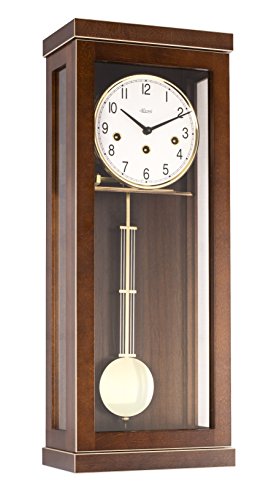 Hermle 70989-030141 Progressistische Wanduhr 1 2 Std. Schlag, Nussbaum 57cm x 22,5cm x 13 cm von Hermle