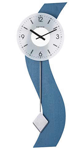 Hermle 71004-Q72200 Schlichte Wanduhr mit Pendel, Blau, 70cm x 23cm x 6cm von Hermle