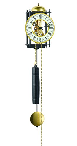 Hermle Modern Clock with 8 Day Running time from Wanduhr, Schmiede-und Gusseisen, Schwarz-Gold, 62cm x 15cm x 10cm von Hermle